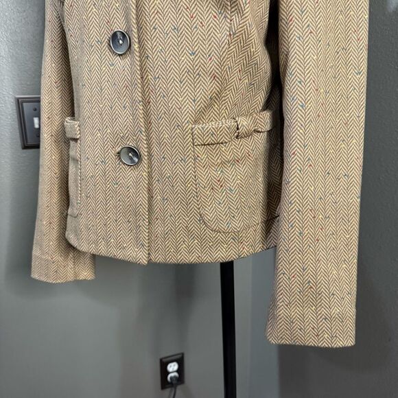 Cabi Penny Brown Herringbone Collarless Blazer Jacket #3170 - Picture 5 of 12